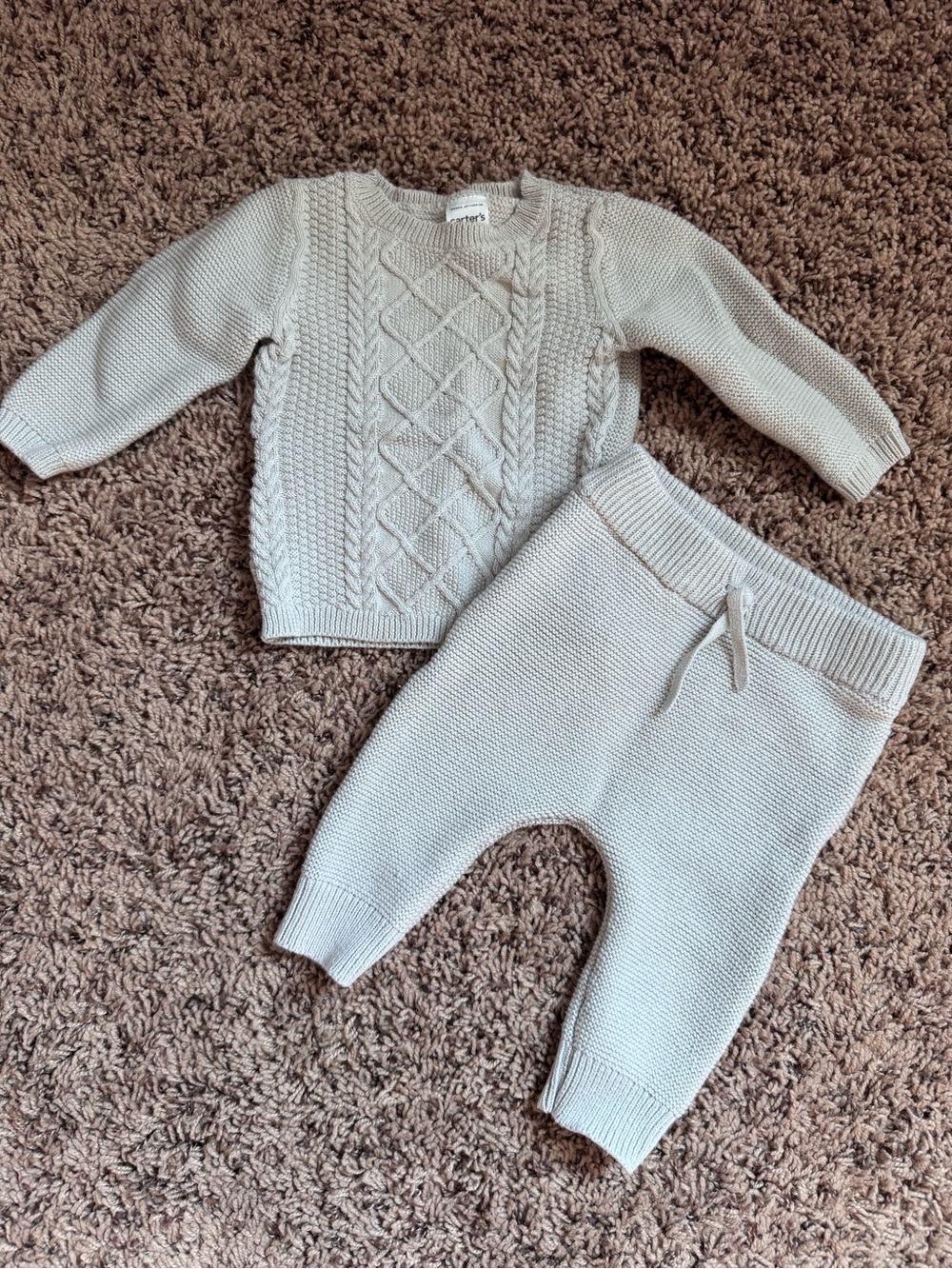 Carter's Light Gray Knit Sweater and Pants Set